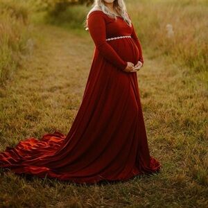 Maternity Maroon Photoshoot Dress
